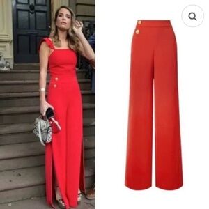 Alice + Olivia crepe wide leg red pants
